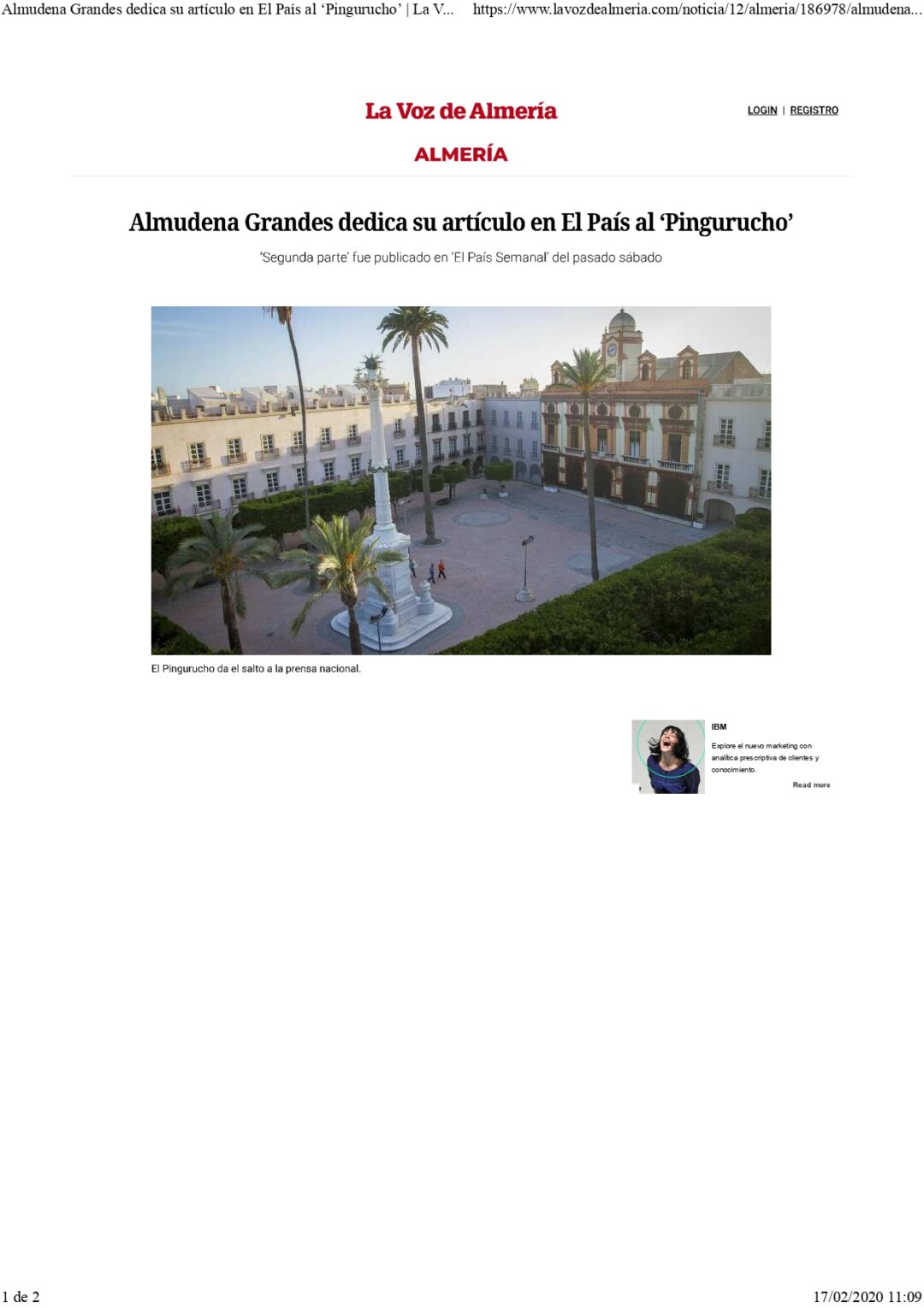 Almudena Grandes dedica su artículo en El País al ‘Pingurucho’