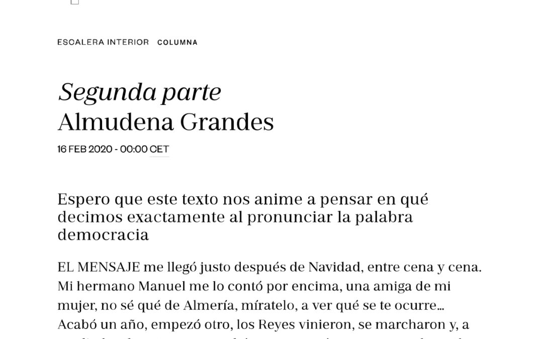 Columna Almudena Grandes Segunda parte EL PAÍS Semanal
