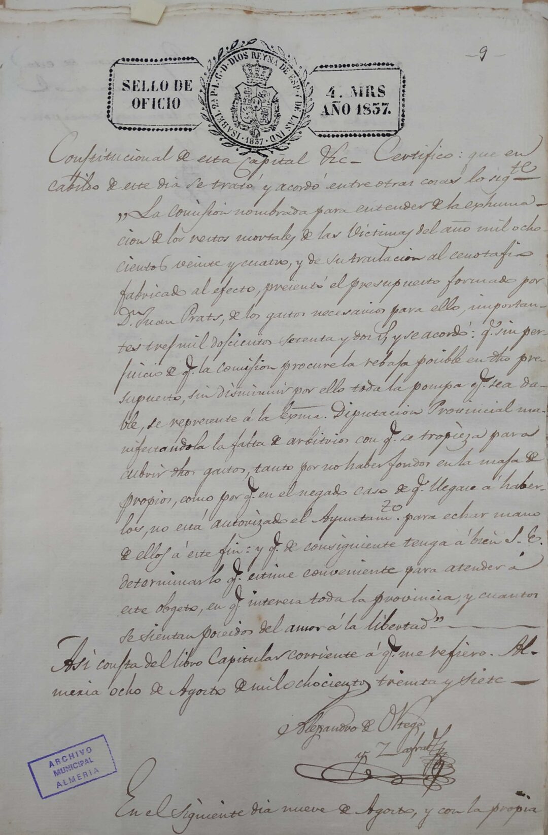 1837: Levantamiento primer cenotafio