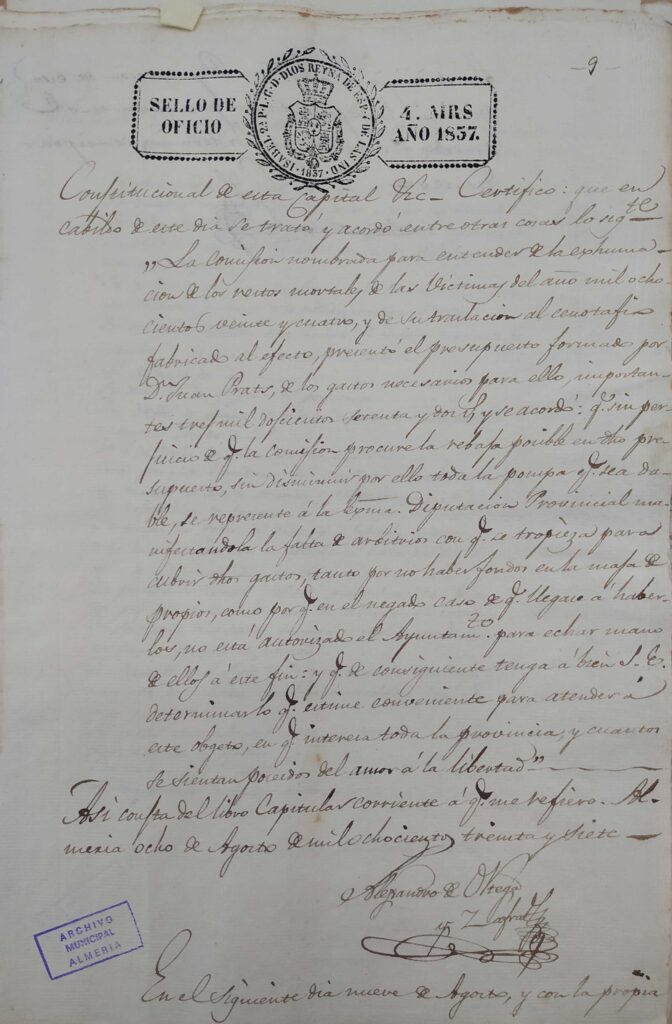 1837: Levantamiento primer cenotafio