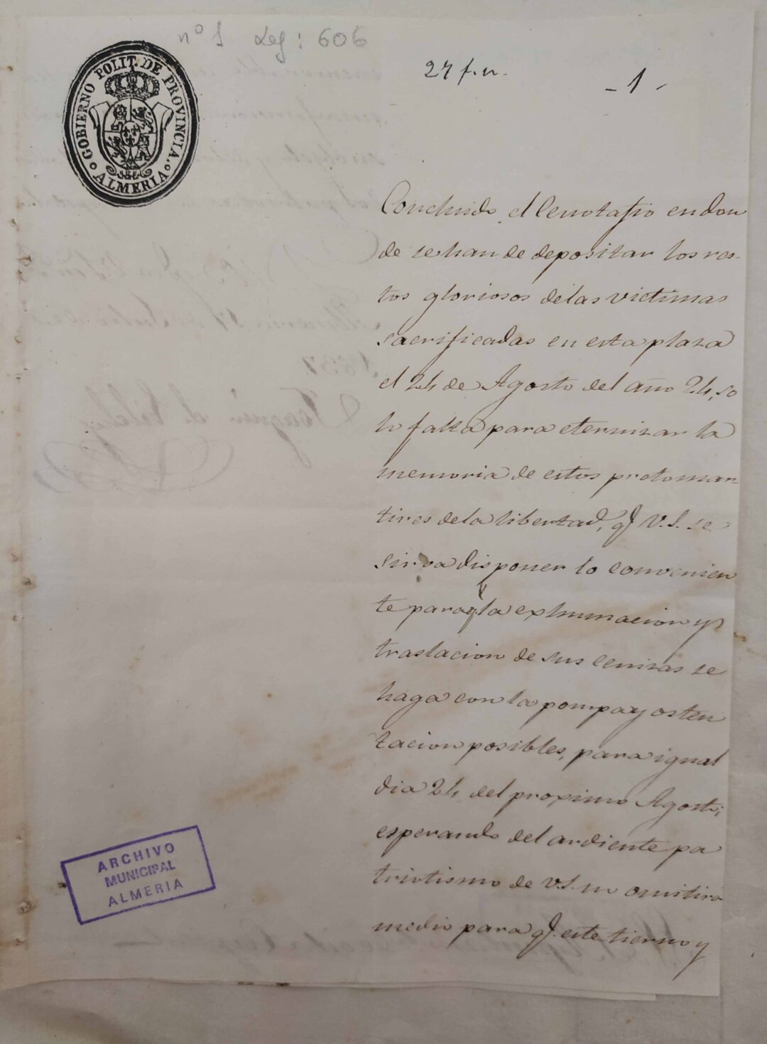 1837: Levantamiento primer cenotafio