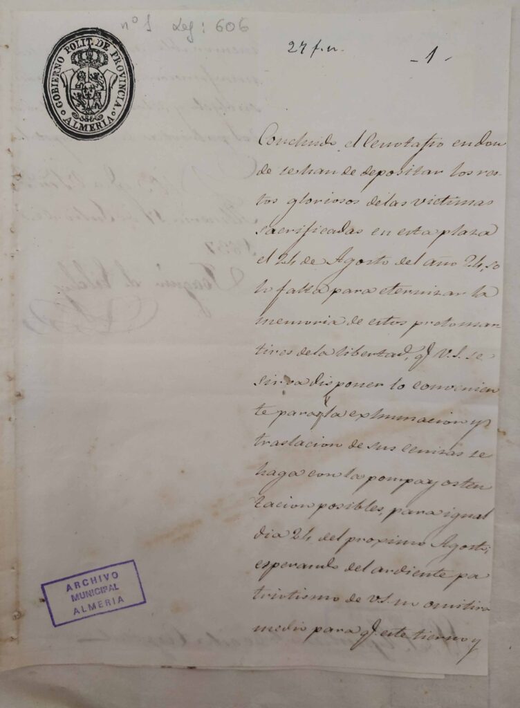 1837: Levantamiento primer cenotafio