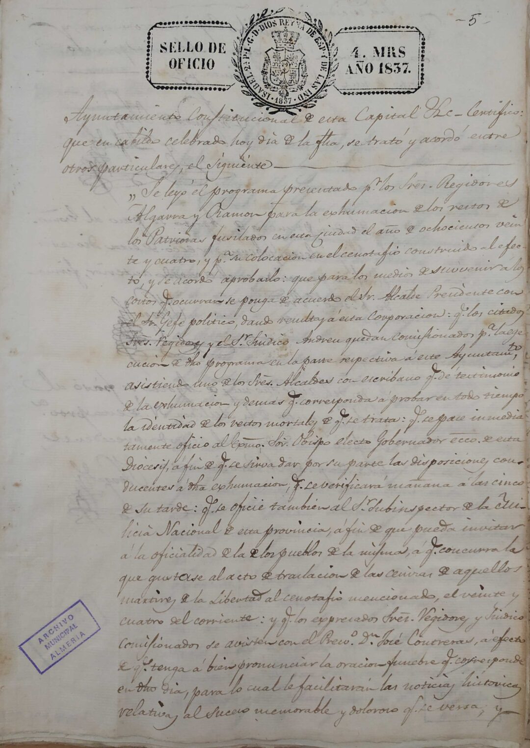 1837: Levantamiento primer cenotafio