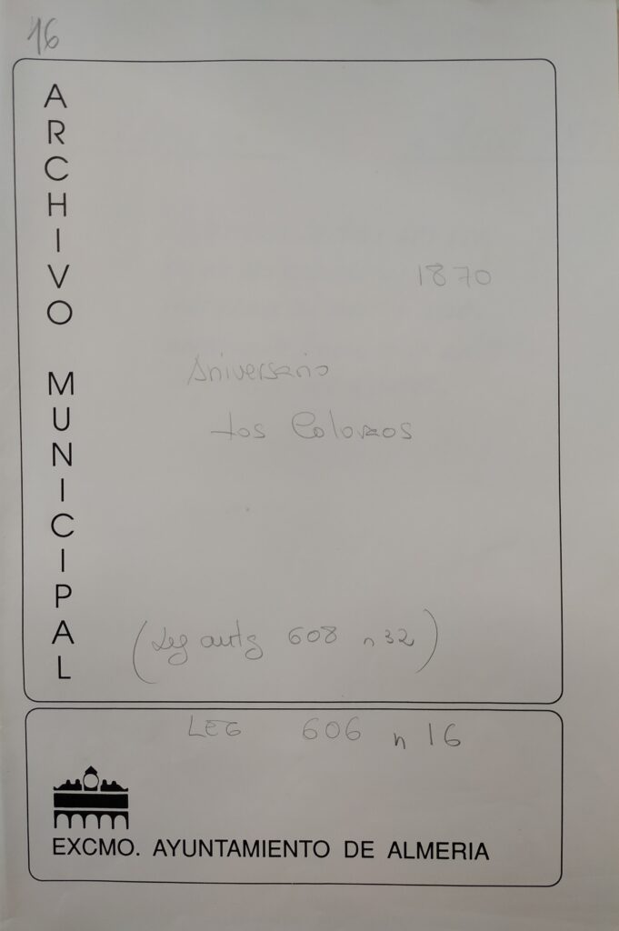 1870: Levantamiento Monumento de los Coloraos en Plaza de Cádiz (Puerta de Purchena)