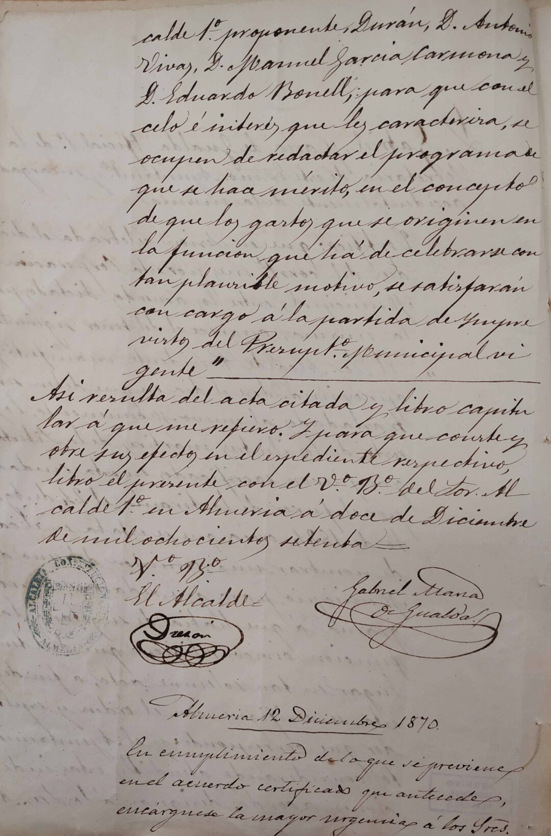 1870: Levantamiento Monumento de los Coloraos en Plaza de Cádiz (Puerta de Purchena)