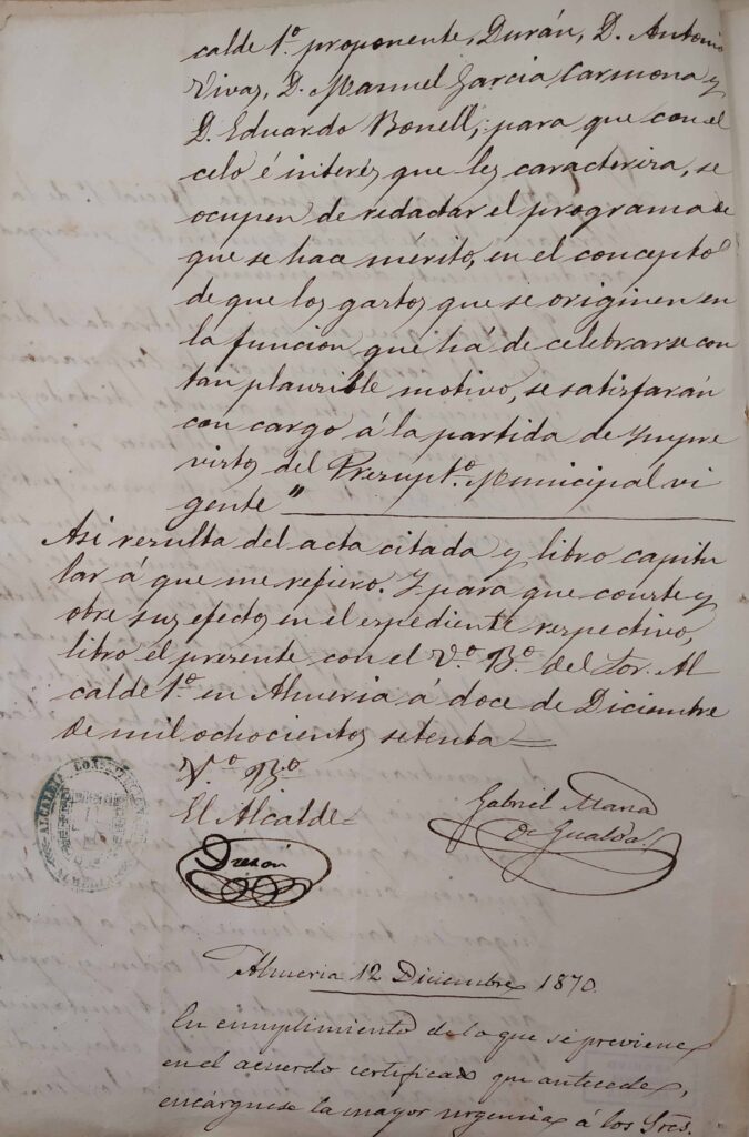 1870: Levantamiento Monumento de los Coloraos en Plaza de Cádiz (Puerta de Purchena)