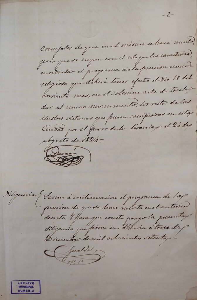 1870: Levantamiento Monumento de los Coloraos en Plaza de Cádiz (Puerta de Purchena)