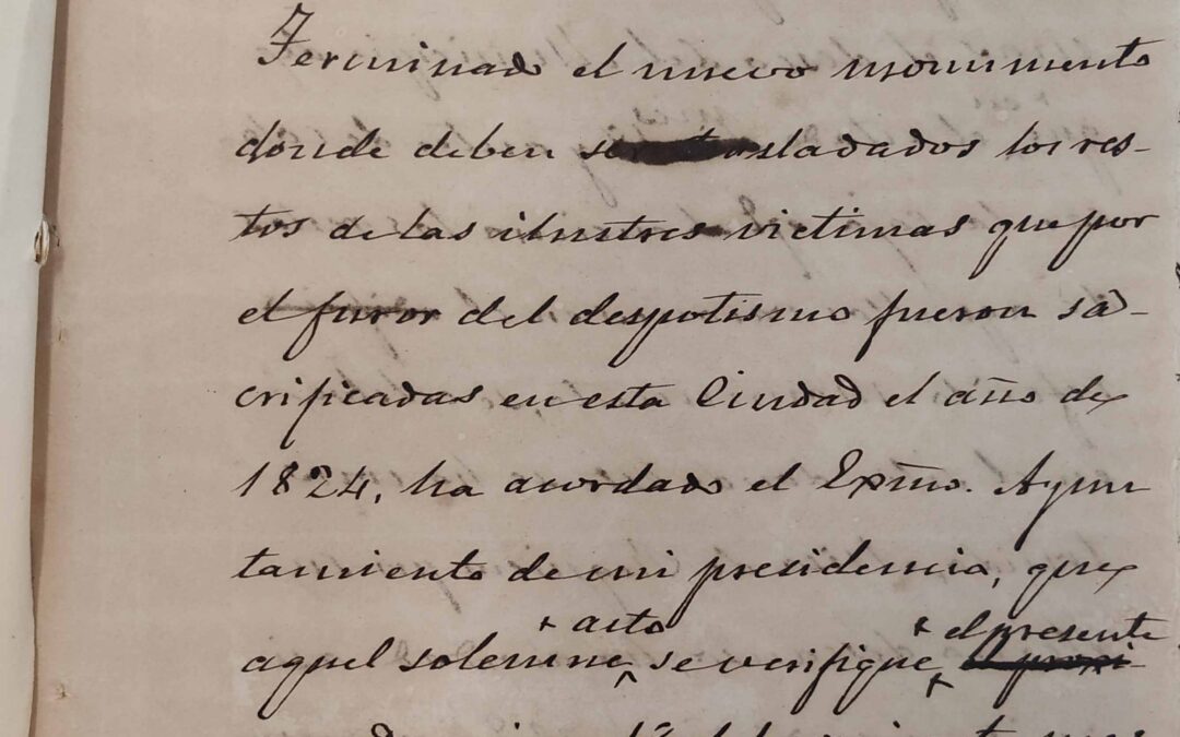 1870: Levantamiento Monumento de los Coloraos en Plaza de Cádiz (Puerta de Purchena)