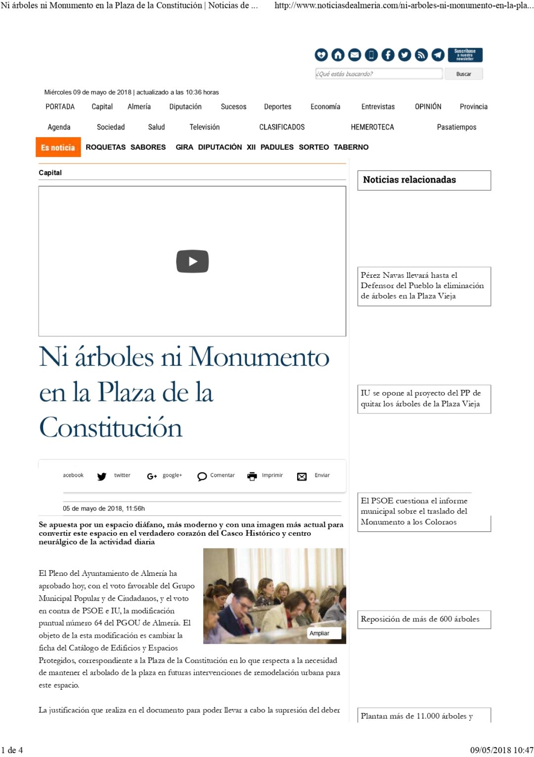 Ni árboles ni Monumento en la Plaza de la Constitución