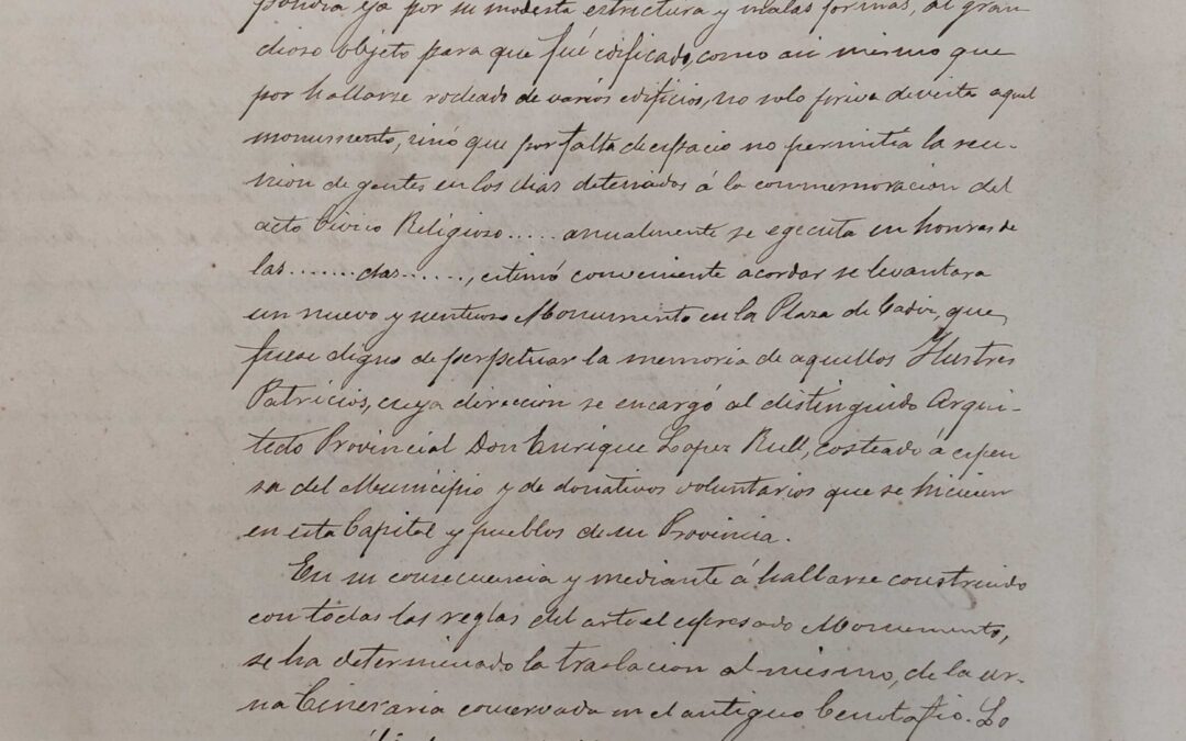 1899: Traslado restos mortales y del monumento a la Plaza de la Constitución (Plaza Vieja)