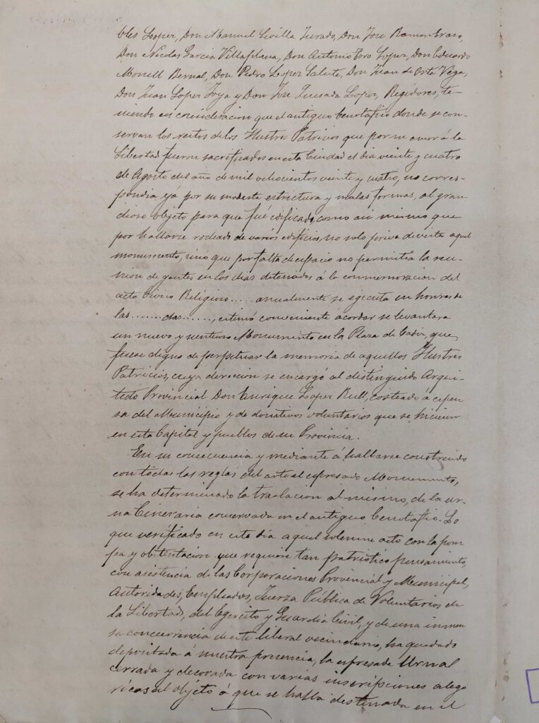 1899: Traslado restos mortales y del monumento a la Plaza de la Constitución (Plaza Vieja)